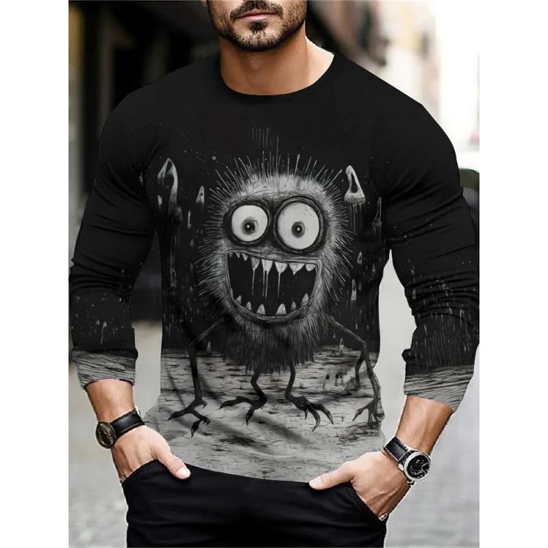 Herren Langarm 3D Fun Print Abstrakt Mode Lässig Party Freizeit Frühling Herbst Hemd