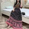 Women's Summer Ethnic Style Embroidered Dress, Classical Style Tourist Vacation Cotton Silk Floral Beach Dress