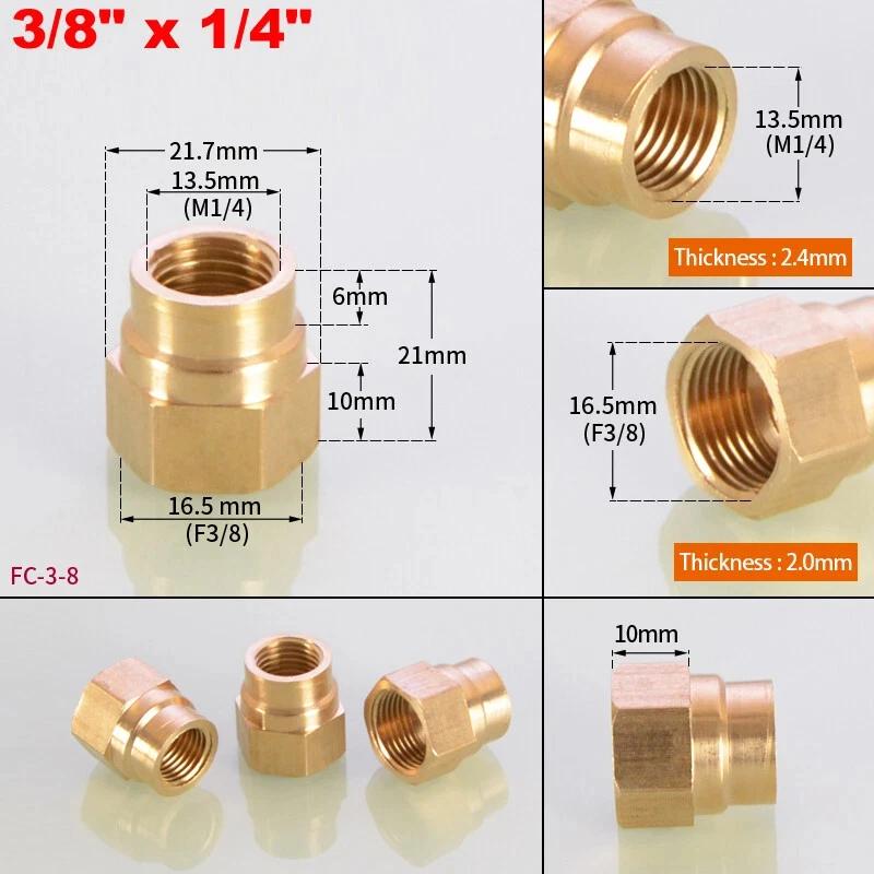 1~10pcs Brass Female Reducing Sleeve 1/8" 1/4" 3/8" 1/2" 3/4" 1" BSP Female Thread Hex Pipe Fitting For Water Fuel Gas