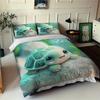Cartoon Turtle Themed Duvet Cover Set - Breathable Soft Polyester Bedding with Zipper Closure, Digital Print, Knitted