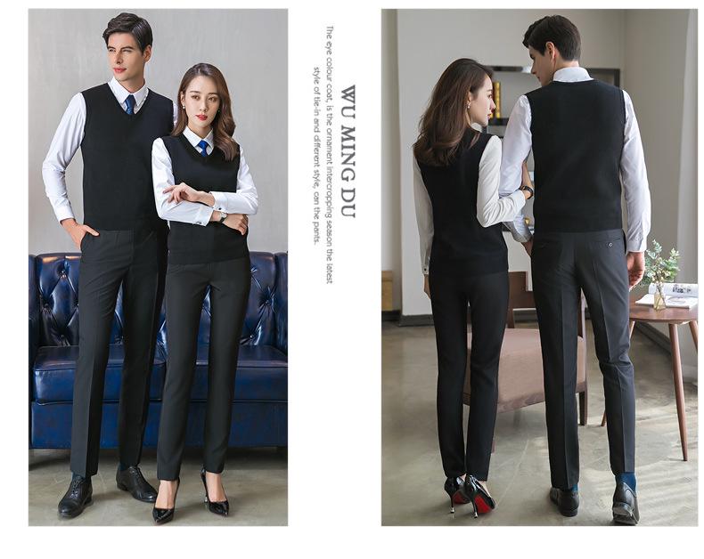 Unisex V-neck Wool Sweater Vest for Spring/Autumn Business Wear