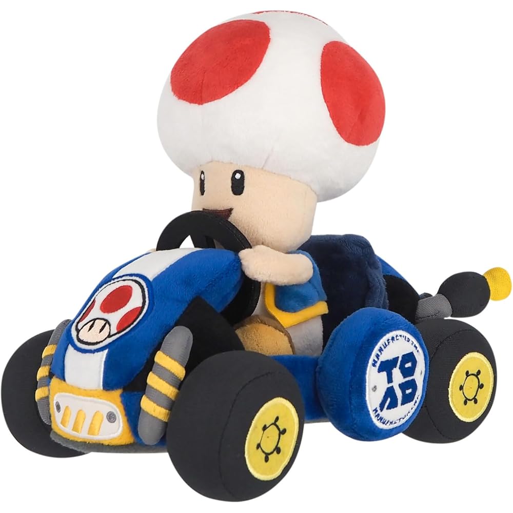 Sanei Boeki Super Mario Mario Kart Toad Plush Toy 17x27x21.5cm MKW03