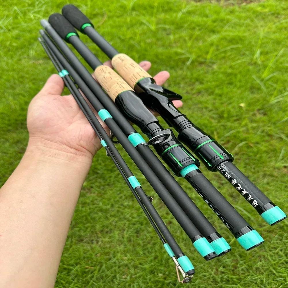 4 Sections Spinning Fishing Rod M Power Carbon Casting Fishing Rod Portable 1.65m/1.8m/2.1m Carbon Fiber Fishing Pole Winter