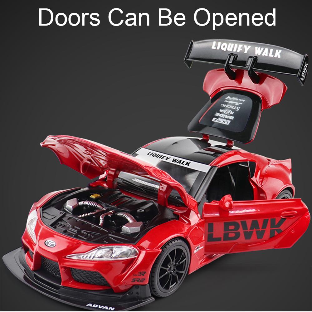 1:22 Scale Shelby AC Cobra Supra Toy Car Model Alloy Diecast Doors Opened Supercar Light Sound Models Birthday Gifts for Boys