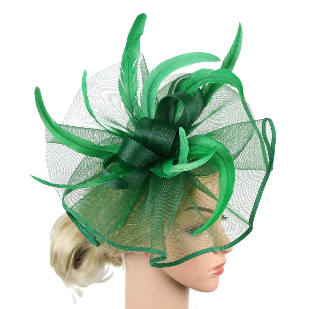 Stylish Top Hat Headband Formal Dress Bridal Mesh Cap Fashion Wedding Feather Hat Headband  Party