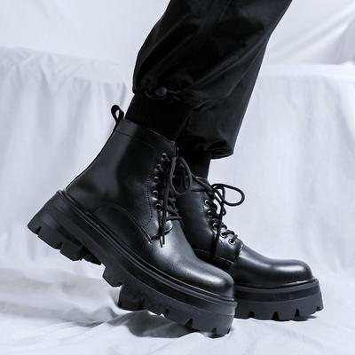 Martin Boots Men'S Thick-Soled Heightening British Style Winter Velvet High-Top Locomotive Tooling Short Boots 66621-P