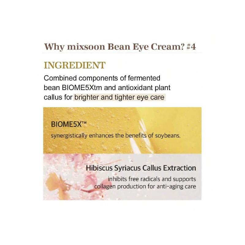 Mixsoon Bean Eye Cream Moisturizer With Mild Soothing Beans Korean Skin Care  / 20ml