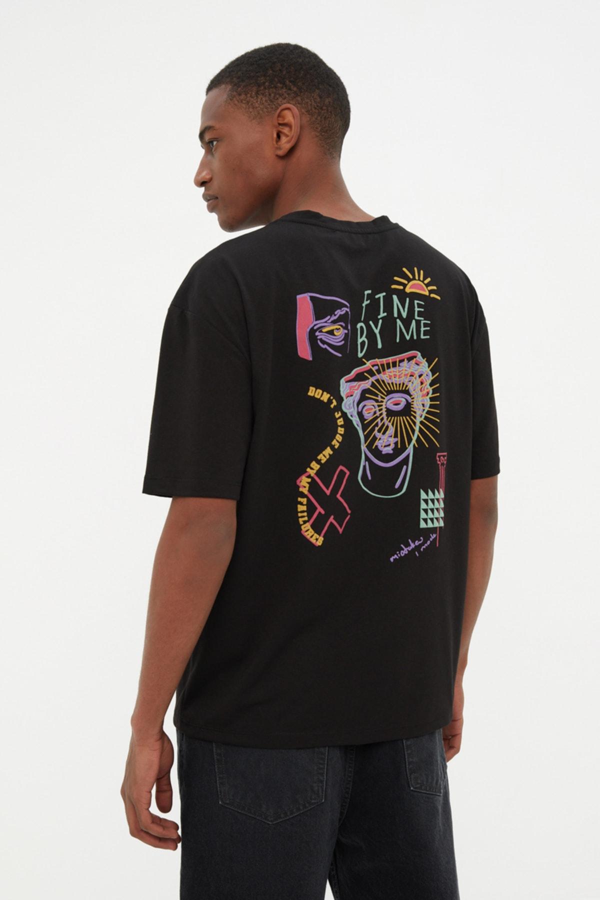 

Мужская модная новая футболка, черная непринужденная футболка удобного кроя из 100% хлопка с художественным принтом