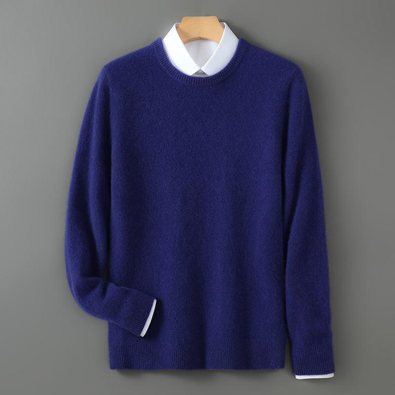 

Men s 100% Australian Wool Round Neck Sweater - Skin-Friendly Business Casual Knitwear for Autumn/Winter. 2XL-85-95kg