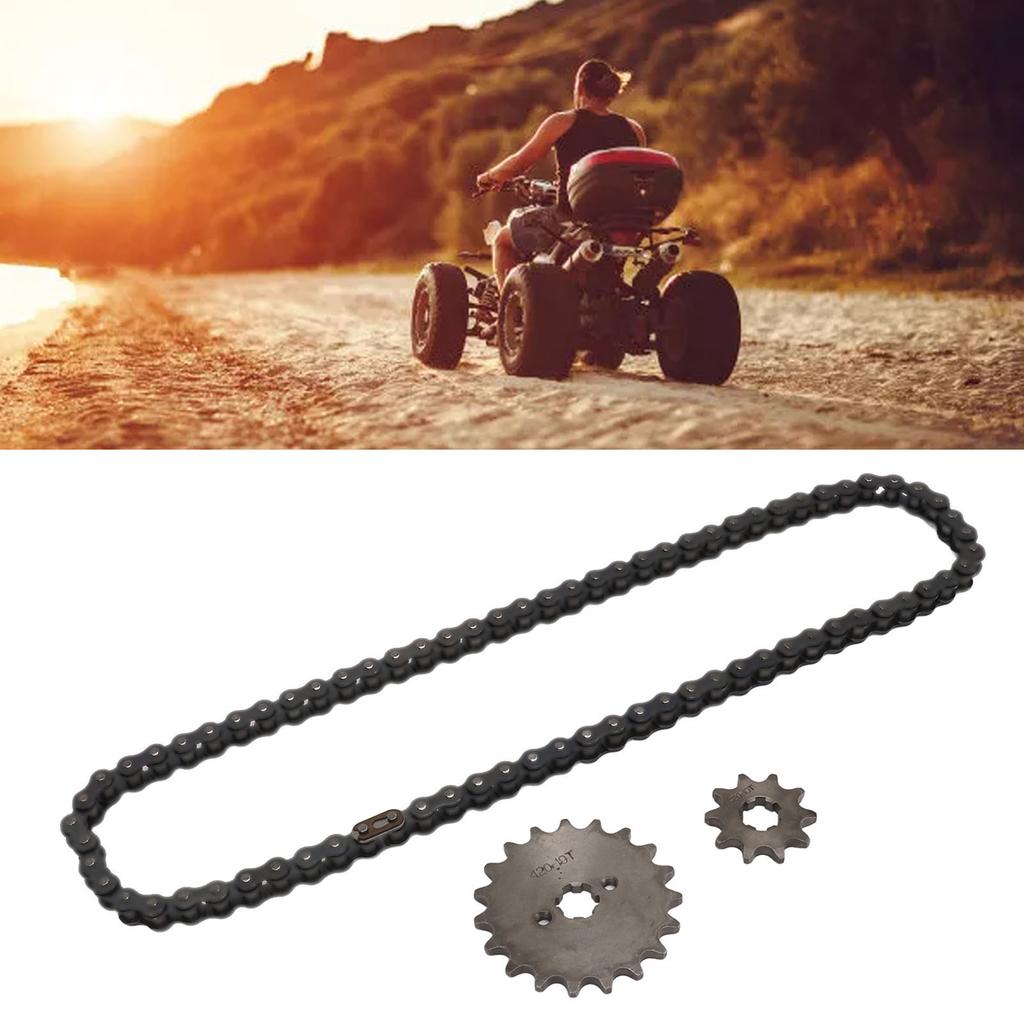 420 19T Front Engine Sprockets 10 Tooth Rear Sprocket Steel 420 Chain Kit for Off Road Bicycle ATVs