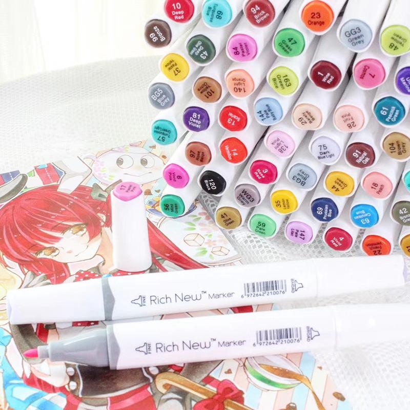 60-Color Double-Ended Alcohol & Oil-Based Marker Set