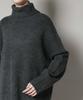 Nano Universe Compression Knit Size F Women's Wide-Sleeve Turtleneck, 023, Charcoal, 673-5222311