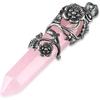 Top Plaza Antique Silver Flower Wrapped Natural Rose Quartz Healing Crystal Necklace Mothers Day Mom Gifts