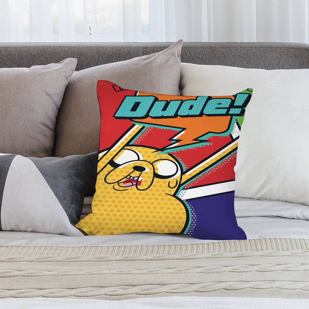 Anime A-Adventure Time Pillow Case Short Plush Double-sided Print Square Throw Pillow Covers Sofa Home Cushion Decor