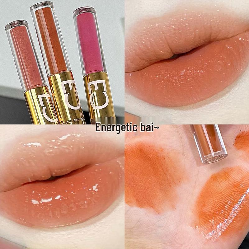CACE Double-Ended Lip Gloss: Matte Lip Mud & Transparent Lip Oil for a Cool, Glossy Finish