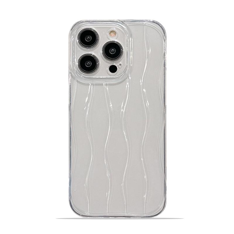 Suitable for Apple 16ProMax Curved Case 11 Water Ripple TPU13/14 Fine Hole 15 Full Cover 12 Phone Case