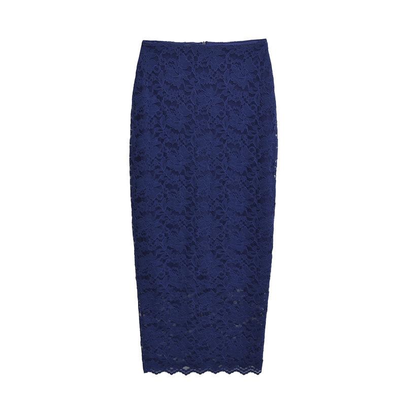 Schlankmachender Spitzen-Midirock mit hoher Taille für Damen für Frühling & Herbst