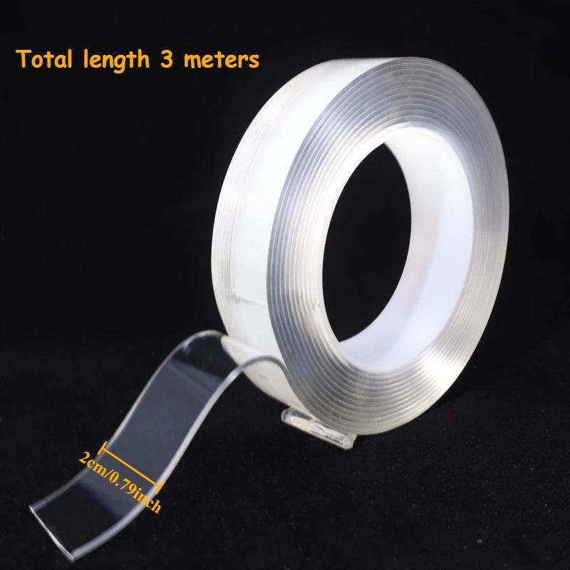 

Суперпрочный двусторонний нано скотч - Прозрачный съемный, водонепроницаемый ПЭ клей - Сверхпрочный клейкий скотч для дома, офиса, 1-5 м