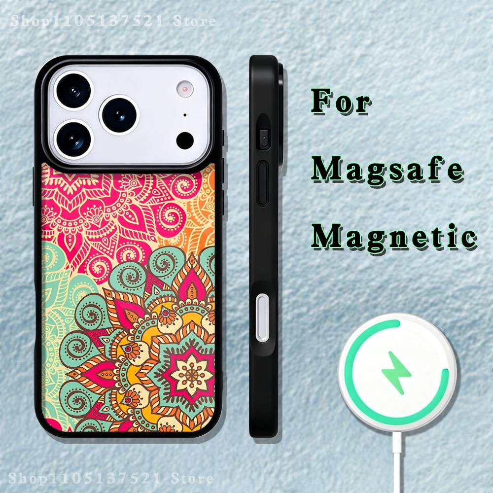 Mandala Art Colorful Phone Case  For iPhone 17,16,15,14,13,12,11,Pro,Max,Plus,Mini,SE4,E Magnetic Magsafe Wireless Charging