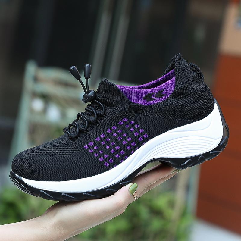 Fashion Women's Walking Shoes Fashion Sock Sneakers Mesh Breathe Comfortable Nursing Trainers Casual Platform Loafers Non-Slip Elevator