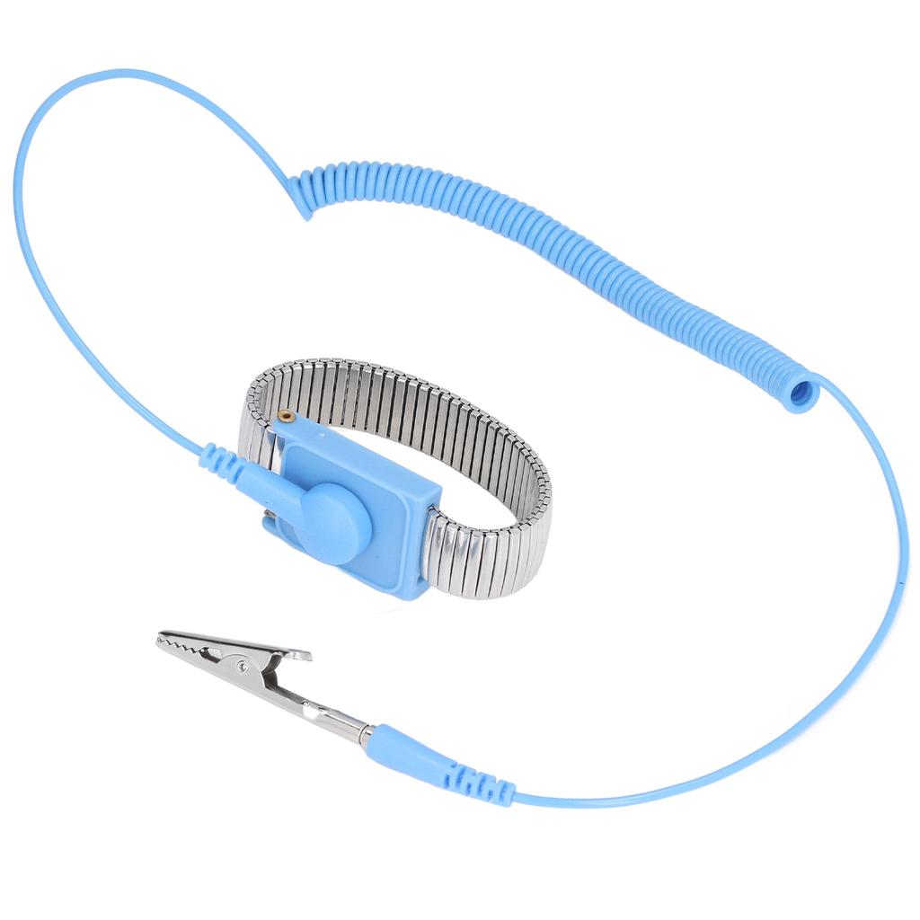 Anti Static Wrist Strap ESD Grounding Metal Wristband 1.8m Long Wire for Workshop Metal Colour