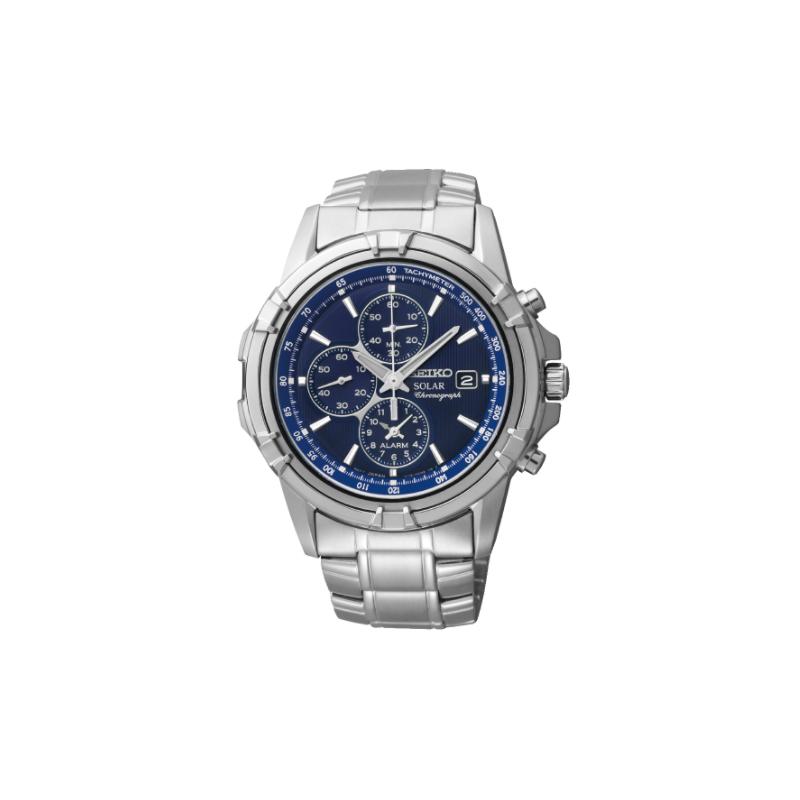 SEIKO 100 meters waterproof solar Quartz Steel Strap men s watch blue dial SSC141P1 синий