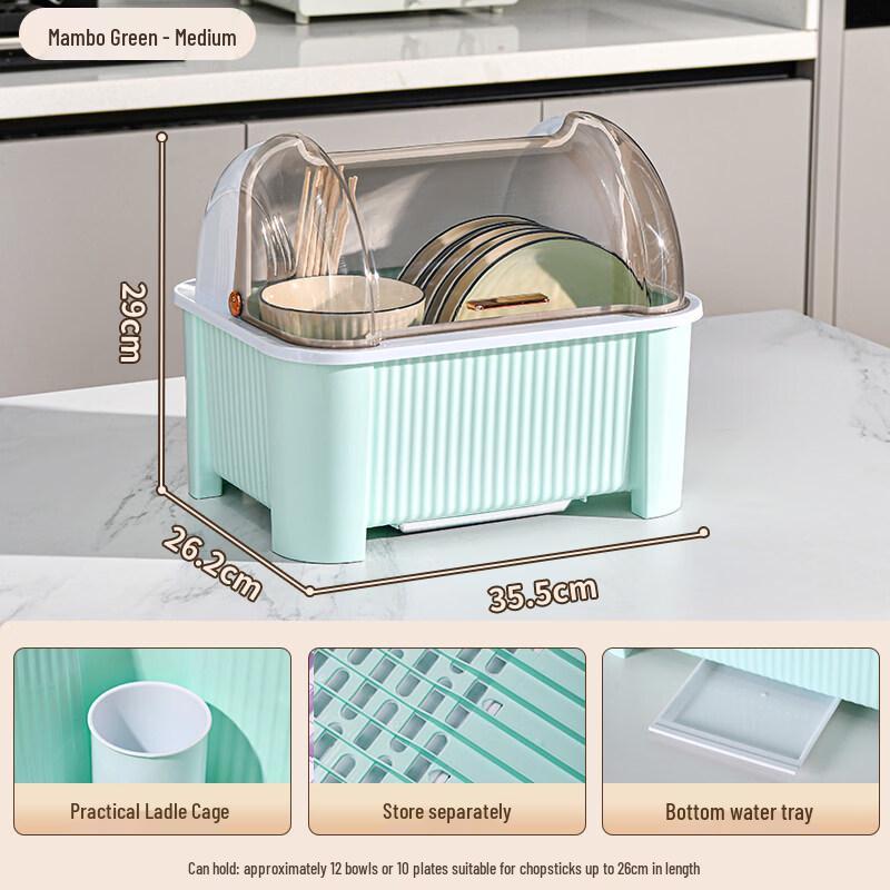 

LIEI Draining Tableware Storage Box with Lid