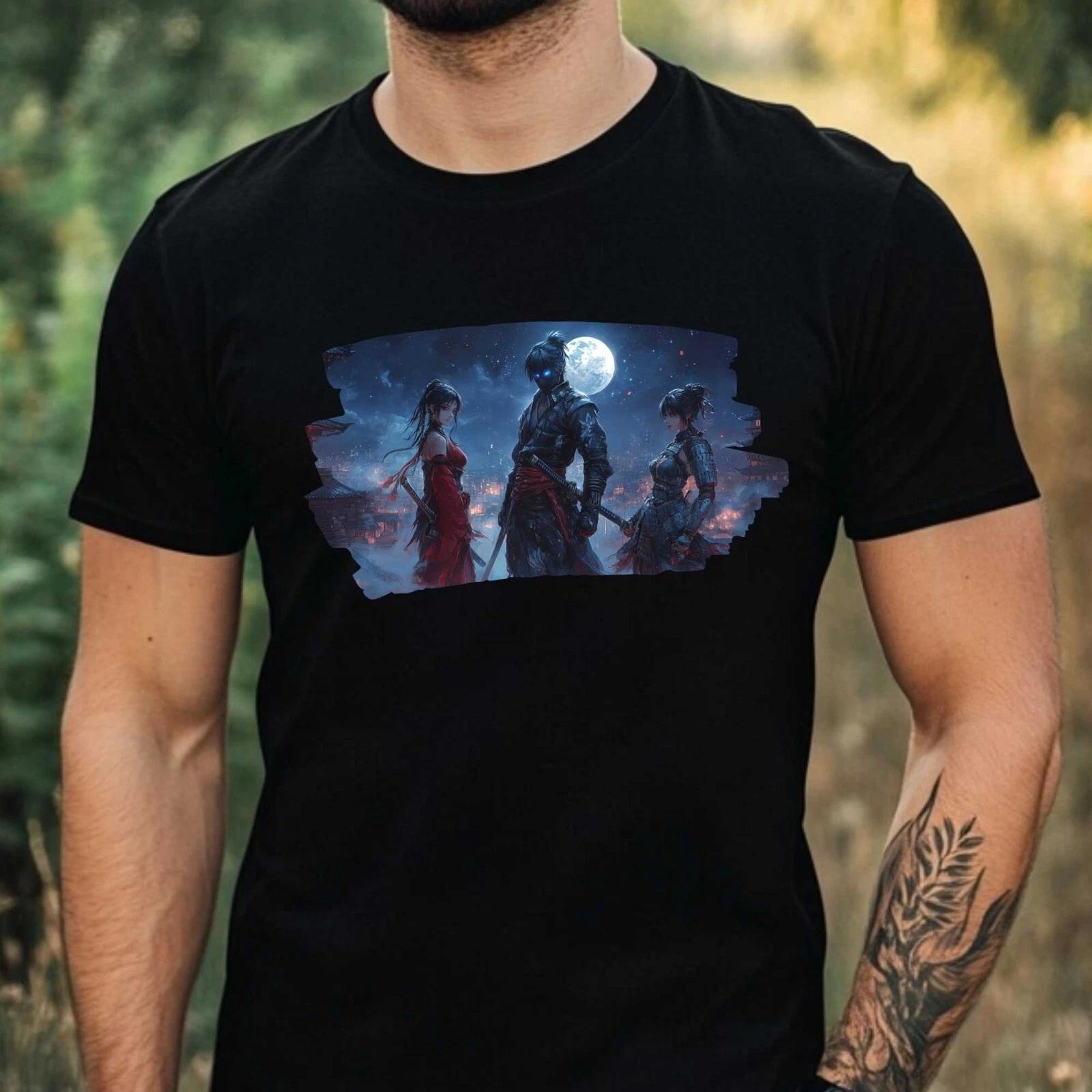 T-Shirt Herren Anime Ninja Motiv Baumwolle Größe XS bis 5XL S