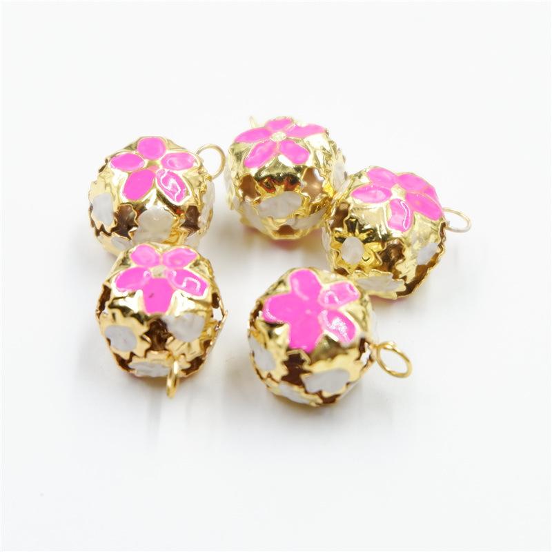 DIY Schmuckzubehör Blumenglocken Hohlglocken Cloisonné-Glocken Tropfölfarbene Haustierglocken Blumenkugel Eisenglocken