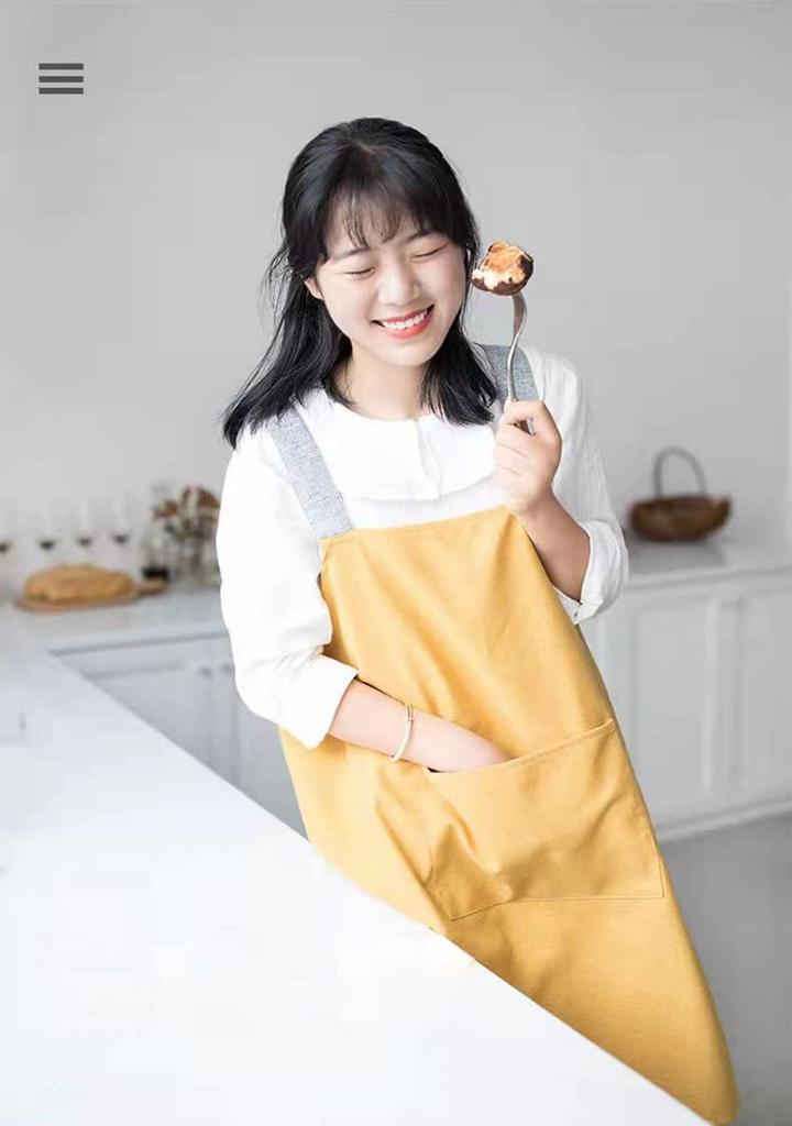 JIAHU Apron for Men and Women, Neck-Hanging, Cafe-Style, Simple, Stylish, Cute, Nordic Design, Covers the Bottom, with Pocket, Unisex (Green)