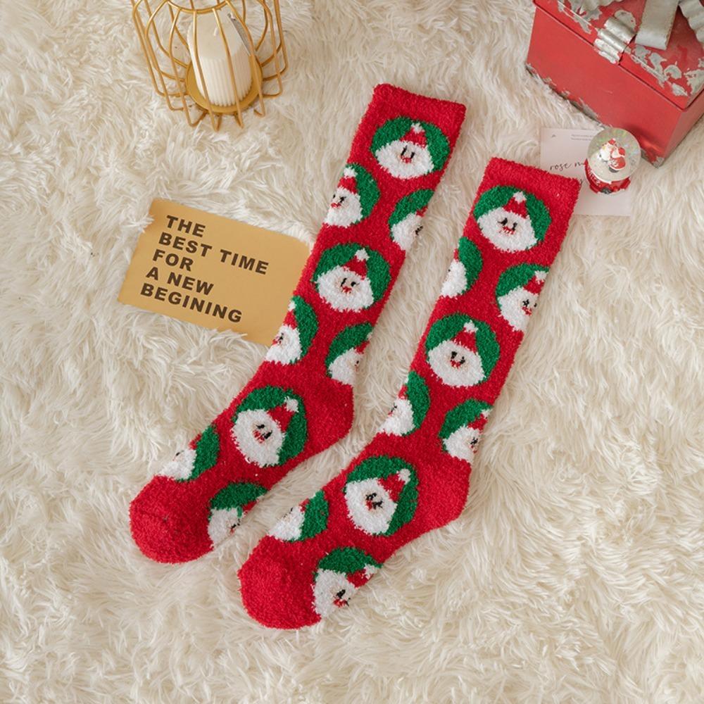 Soft Christmas Socks Plush Coral Fleece Socks Winter Warm Thicken Floor Socks  For Women