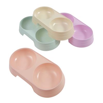 1 Adet Macaron Renkli Evcil Hayvan Maması Kabı Plastik Kedi ve Köpek Çift Mama Kabı Evcil Hayvan Malzemeleri Aksesuarları Kedi Maması Kabı Evcil Hayvan Ürünleri