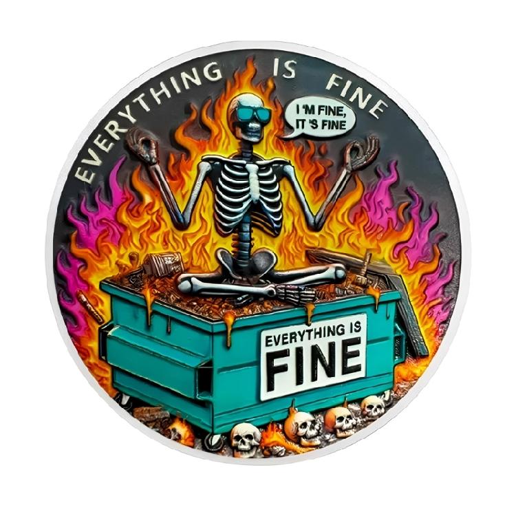

Inspirational Decorative Tokens Colorful Skull Dumpster Fire Challenge Coin Inspirational Office Gift Funny Gag Gift 1