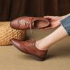 Fashion Women Oxford Low Heel 2025 Spring Shoes for Woman Genuine Leather Brogues Vintage Lace Up Loafers Casual Black Brown Girls Shoes