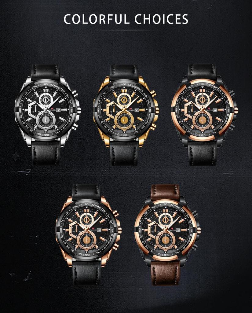 Men's Luxury Leather Strap Supercar Racing Waterproof Sports Watch