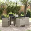 VidaXL 5-piece Dining Set with Light Grey Cushions Polyrattan 3380609