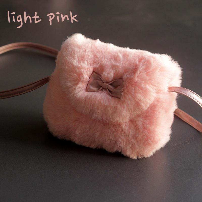 

Girl Kids Mini Cross Body Bag Fashion Bowknot Imitation Fur Shoulder Messenger Bag Purse. Black