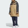 Adidas Originals FW23 Winter Collection Color Block Snap Button Mid-Length Hooded Cotton Jacket Men Outerwear Cardboard-Yellow IU4790