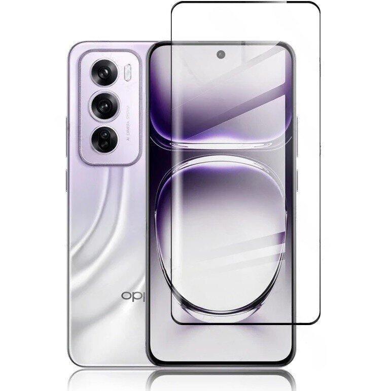 Dropproof Case + 3D Tempered Glass for Oppo Reno 12 Pro, Clear/Black Frame