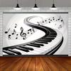Elegant Piano & Music Notes Backdrop Black White Keyboard Concert Background