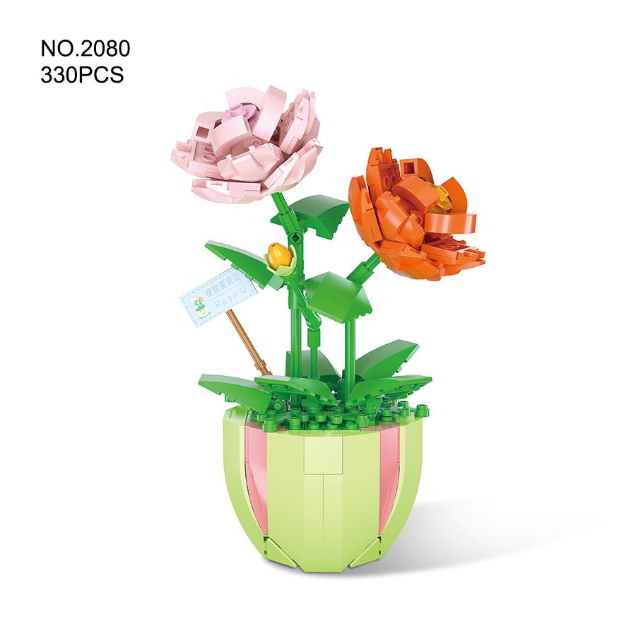 Plastic Bouquet Potted Plants Building Blocks Flowers Bricks DIY Educational Toys Valentine's Day and Mother's Day Gifts