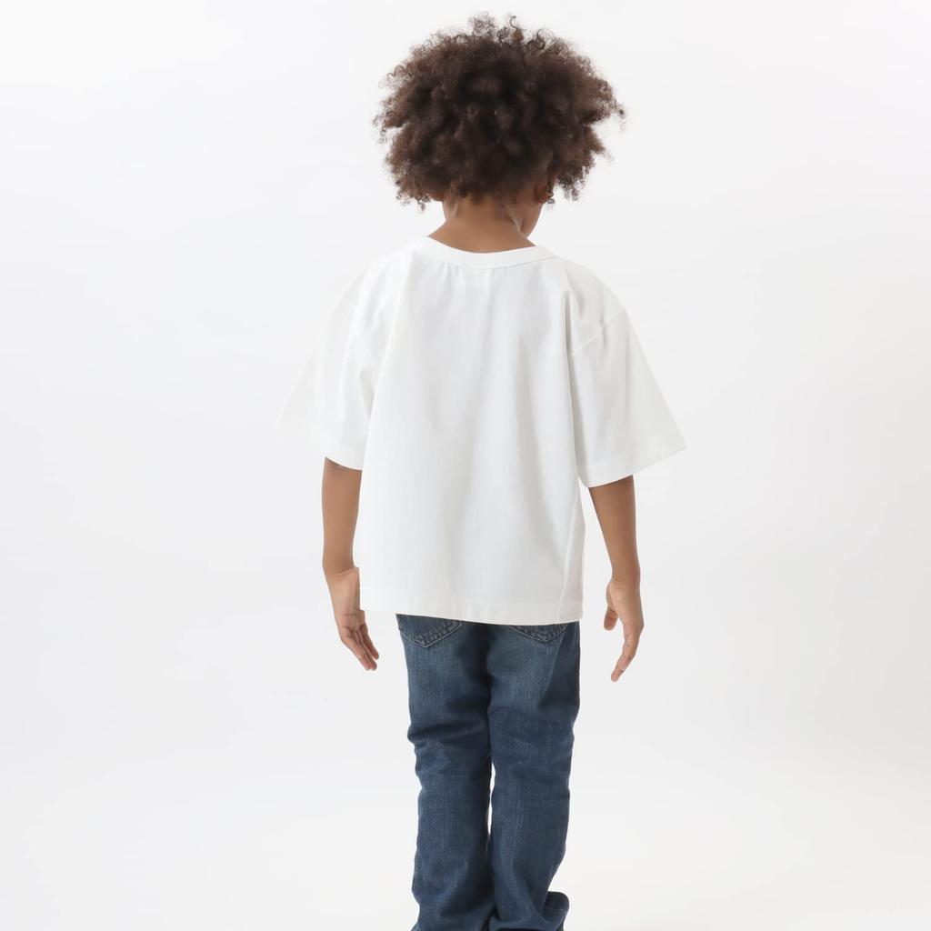 Champion Short Sleeve Graphic Reverse Size 130 Boys' T-Shirt, 100% Cotton, Print, Weave®, Off-White, (CK-V315)