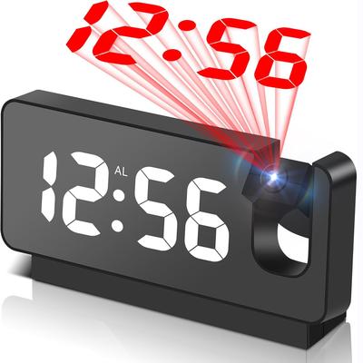 Projection Alarm Clock Desktop Silent LED Creative Multi Function with Automatic Photosensitive Electronic Clock