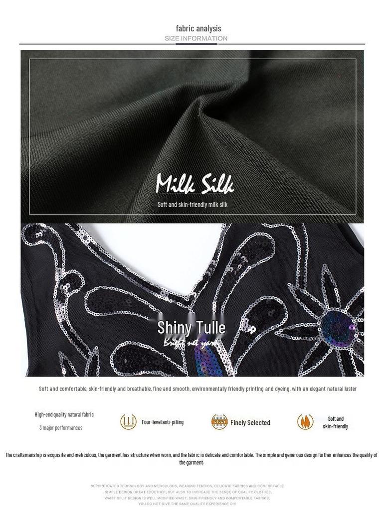 Huayu Sequined Fishtail Latin Dance Dress for Women - Sexy Stage Performance Costume