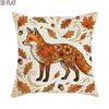 2D Flat - 1pc 2D Flat Throw Pillow Covers Autumn Season Fox Oak Leaves Acorns Vintage Style Orange Brown Cream Soft Velvet Washable Pattern Pillow Cov