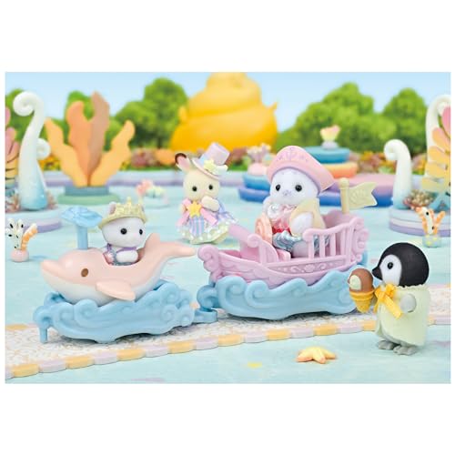 Sylvanian Families Amusement Park Vehicle Set - Boat & Dolphin - Ko-80 ST Mark Certified, Ages 3 and Up, Toy Dollhouse, Sylvanian Families, Epoch