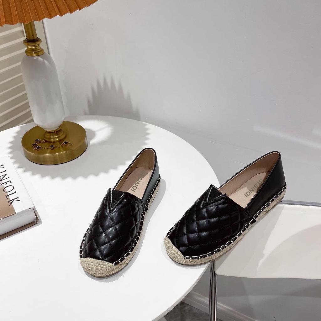 Fashion 2025 Delicate Fisherman Shoes Woman Quilted Espadrilles Shoes Stiching Rubber Flats Women Oxfords Leather Sneakers Femme Loafers