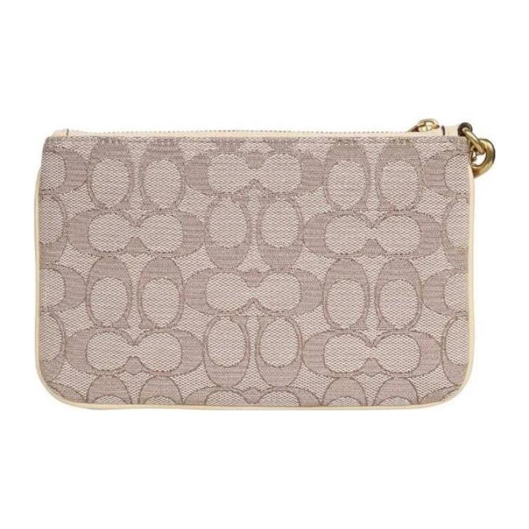 New COACH Wristlet Cotton With Cow Leather Clutch Women's Beige CI190-B4SHG