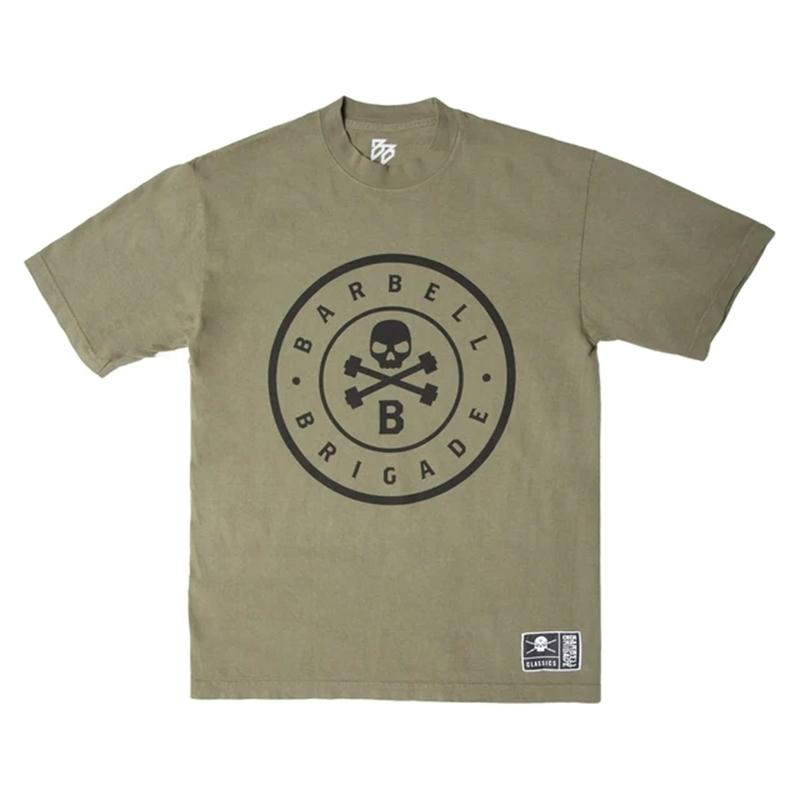 Barbell Brigade Men's Oversized Cotton T-Shirt Sports Gym Fitness Streetwear Loose Unisex Short Sleeve Tees