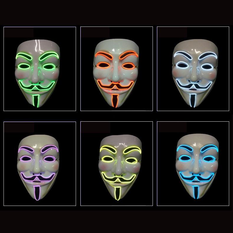 Led Light Mask V Party Cosplay Masque Mask Anonymous Guy Fawkes Mask Adult Fancy